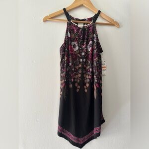 INC black dripping flowers  top size small NWT
